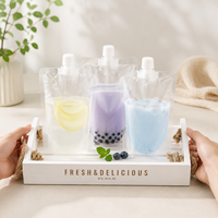 En stock – Vente en gros – Sachets souples personnalisés recyclables avec bec verseur pour jus, boissons et eau – Sachets en plastique transparents avec buse – Sachets de jus personnalisés