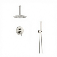 Système de douche de luxe chromé 8 pouces pour montage mural ou plafond, ensemble de douche pluie avec mitigeur, système de pommeau de douche pluie pour salle de bain