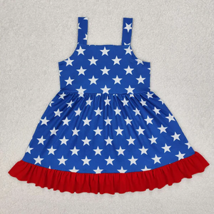Ropa para Niños del 4 de Julio, Vestido para Niñas con Estampado Patriótico de Estrellas y Pelele para Bebés con Lazo Grande - Product Image 5
