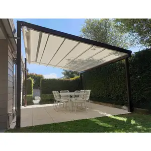 Outdoor Retractable Pergola Roof PVC Awning Electric Retractable Roof System