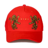 男性カスタムヴィンテージハイエンド高級ライオン刺繍スイカ赤野球帽中国メーカー