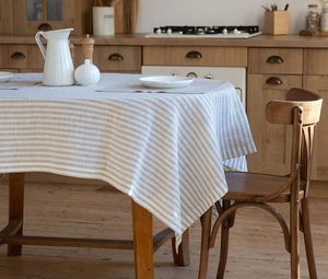 1cm Yarn Dyed <strong>Stripe</strong> Linen <strong>Table</strong> <strong>Cloth</strong> French Washed Pure Linen Napkin Home Dining Decor Custom Size <strong>Table</strong> Linen - Product Image 5
