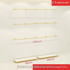 儿童商店定制节省空间精品金色衣架不锈钢壁挂式服装架服装店 - Product Image 5