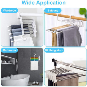 Stainless Steel Space Saving Wardrobe Multi-layer Milk White Folding Pants Hanger - Product Image 4