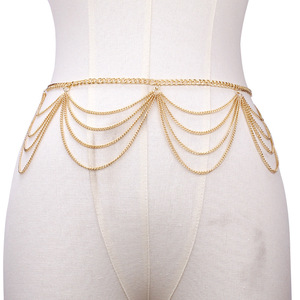 ห่วงโซ่คาดเอวโลหะหลายชั้นสีทองสไตล์ย้อนยุคแฟชั่นสำหรับผู้หญิงงานปาร์ตี้สไตล์ฮิปฮอป - Product Image 2