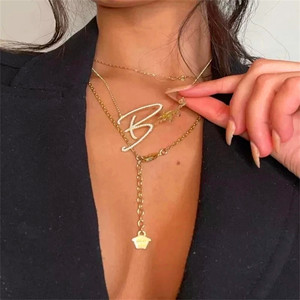 Dropshipping moda Acero inoxidable Bling diamante personalizado letra nombre collar DLY joyería de firma personalizada - Product Image 3