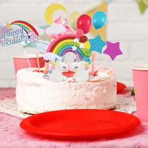 Décorations de <span class=keywords><strong>gâteau</strong></span> <span class=keywords><strong>Licorne</strong></span> : Ensemble de 5 boules décoratives arc-en-ciel pour gâteaux d'anniversaire et chapeaux d'anniversaire - Product Image 3