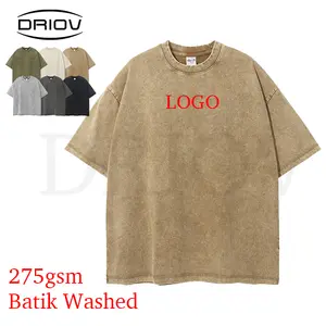 High Quality UNIsex 275GSM Luxury T-Shirt Plus size 100 Cotton Heavyweight Washed Solid Color Blank Vintage T Shirts For Men