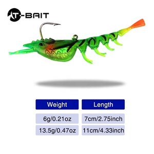 7cm/11cm 6 couleurs <span class=keywords><strong>crevettes</strong></span> leurre en plastique souple leurre de pêche eau douce eau salée <span class=keywords><strong>crevettes</strong></span> appât avec crochets simples - Product Image 2