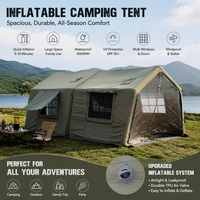 Tente de camping gonflable à montage rapide, abri extérieur portable pour événements promotionnels, avec revêtement imperméable vert