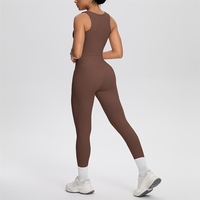 Setelan Yoga Dua Potong Warna Solid Berbahan Brushed Double-sided Breathable dengan Saku, Cocok untuk Olahraga Lari dan Fitness