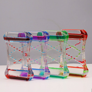 Décoration de bureau en acrylique en forme de double cœur avec goutte d'huile et sablier, jouet anti-stress, cadeau pour enfants et étudiants - Product Image 4