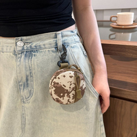 Pochette porte-clés Oxford camouflage tendance avec bouton-pression, petite étui pour écouteurs, porte-monnaie avec mousqueton, breloque de sac légère