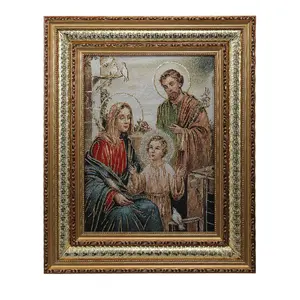 3040 Religious Canvas Golden Frame Fabric Embroidery Crafts Wall Art Picture Icon Religious Home Decor Wall Hanging