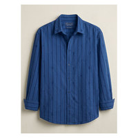 Camisa de Hombre Regular Transpirable con Bordado, Cierre de Botones y Rayas Teñidas con Hilo de Algodón Orgánico Prime Vista Surf Web a Precios Increíbles