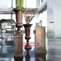 Grand Vase à fleurs en cuivre de luxe, finition Antique, pour mariage et fêtes, Vase à fleurs de décoration