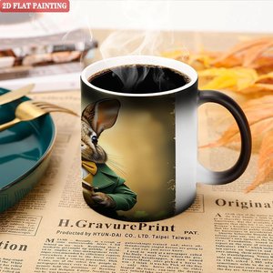 Mug à sublimation vierge 11oz en céramique noire givrée, tasse sensible à la chaleur, cadeau d'entreprise - Product Image 5