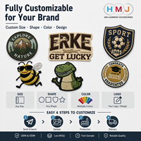 Écussons thermocollants HMJ personnalisés en TPU avec broderie factice, étiquettes logo 3D en relief doux au toucher pour vêtements de sport, sweats à capuche, chapeaux et sacs