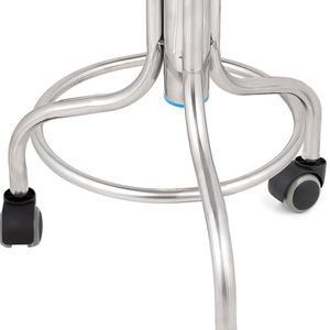<b>Adjustable</b> Rotating Round <b>Stool</b> Stainless Steel Spiral Lift Three Legged With Wheels For Hospital Surgery And Factory Use - Product Image 2