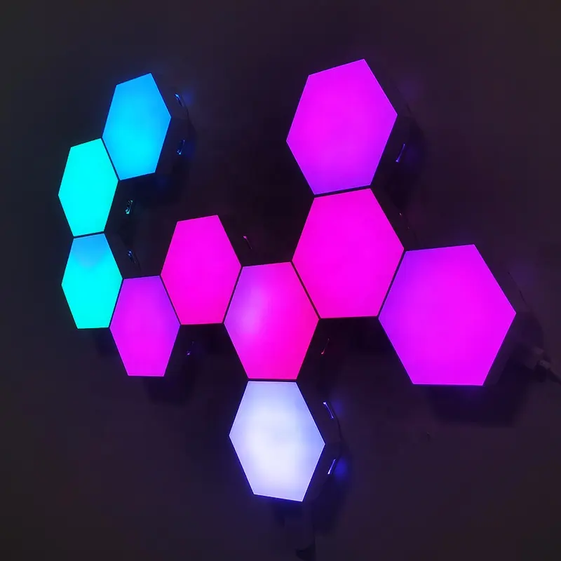 Yaratıcı poligon kuantum LED ışık mozaik altıgen modüler ışık dokunmatik sensör ruh ışık duvar dekorasyonu için