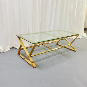 <span class=keywords><strong>Tavolino</strong></span> <span class=keywords><strong>da</strong></span> Caffè per Hotel e Matrimoni all'Aperto in Acciaio Inossidabile con Piano in <span class=keywords><strong>Vetro</strong></span> di Nuovo Design - Product Image 4