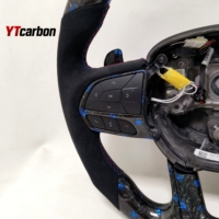 YTcarbon pour Durango RT SRT personnalisé véritables flocons bleus forgés en Fiber de carbone manette de vitesse LED volant