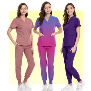 Gran oferta 2025, conjunto de uniformes de enfermería para <span class=keywords><strong>mujer</strong></span>, Doctor Hospital, logotipo personalizado, <span class=keywords><strong>pantalones</strong></span> para correr y Top, uniforme médico transpirable antiarrugas - Product Image 4