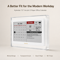 Calendrier numérique intelligent Kylendar en acrylique transparent avec affichage WiFi de la date, de l'heure et de l'heure météo pour bureau moderne