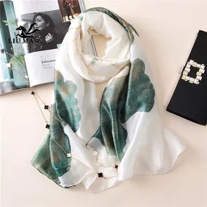 2020 Luxurious plain flower printed hijabs women soft silk stain shawl scarf muslim head wraps elegant scarves