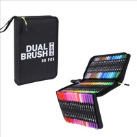 Marqueurs d'aquarelle à double pointe noirs, stylos de dessin artistique, stylos à contour, marqueurs lavables à base d'eau
