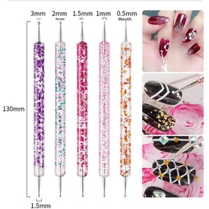 Juego de 5 bolígrafos acrílicos de doble punta para decoración de uñas, herramienta de pintura de flores de doble propósito - Product Image 3