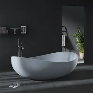 Modern Free Stand Bath Tub Freestanding Solid Surface Bath Tub High Quality Acrylic Resin Stone Bathtub Artificial For Soaking