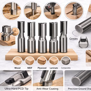 Outils et pièces de machines CNC pour le travail du bois et la menuiserie, fraise à dents diamantées, revêtement AlTiN OEM, qualité 65HRC, routeur PCD DH - Product Image 1