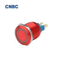 Interruptor de botón pulsador de Metal LED impermeable IP67 de 22mm de diámetro de alta calidad chapado en oro 220V 6 pines encendido-apagado momentáneo 250V Max