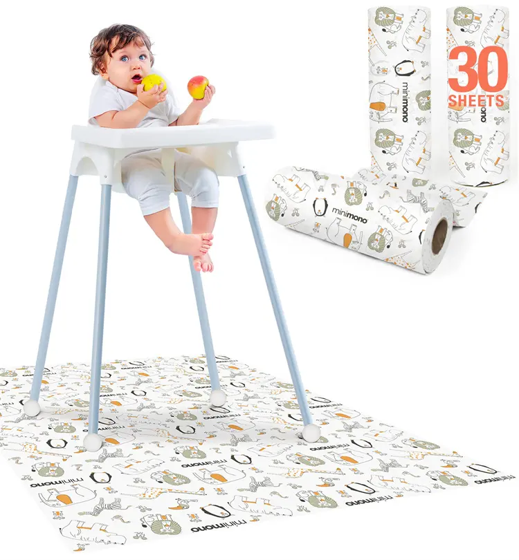 Fabrika özel çok amaçlı aktivite plastik su geçirmez sıçrama tek kullanımlık bebek Splat Mat altında yüksek sandalye zemin kanepe için