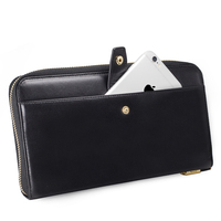 Dompet Kulit Asli Multifungsi Unisex Anti RFID dengan Ritsleting, Tas Selempang, Tas Perjalanan, Tahan Air, Portabel, Modis 1L