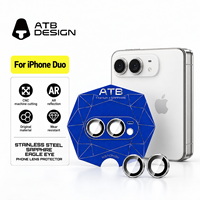 Protection d'objectif en saphir à couverture intégrale pour iPhone Duo, film de protection d'appareil photo en acier inoxydable anti-reflet pour iPhone 16 17 18 Pro Max