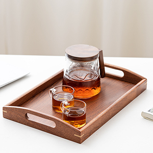 Nouveau plateau à angle droit de Style chinois en bois massif de bambou avec poignée <span class=keywords><strong>coin</strong></span> plat en bois de wengé détient des tasses à thé pour un usage domestique d'hôtel - Product Image 6