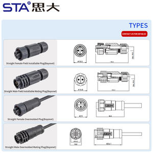 E10防水2 3 4ピンBコードストレート/角度オーバーモールドインジェクションタイプ男性女性IP67/68バヨネットコネクタプラグ - Product Image 5