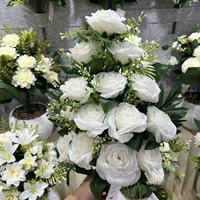 Bouquet de roses artificielles en soie, 14 têtes, aspect naturel, pour mariage, Nouvel An, décoration de table et de maison, vente en gros directe usine