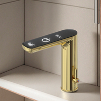 Robinet tactile/sensoriel à affichage numérique LED doré, eau chaude et froide, alimentation externe en cuivre, nouvelle technologie, pour salle de bain et chambre.