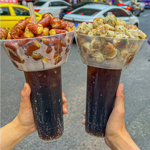 Commercio all'ingrosso personalizzato 500ml 700ml Snack e bere tazza di plastica con paglia e vassoio Snack ciotola per Cola frutta tè Popcorn - Product Image 3