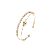 Bracelets intelligents Bangle Smart Products, accessoires gothiques, design Huggie, double perles rondes, plaqué or, pour femmes, pour anniversaire