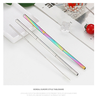 Ensembles de pailles réutilisables pliables en acier inoxydable avec étui en aluminium pour accessoires de bar