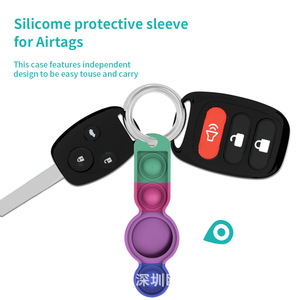 เคสซิลิโคนป้องกัน AirTags พร้อมพวงกุญแจสำหรับ Apple AirTag Tracker ป้องกันการสูญหาย ดีไซน์สีสันสดใส - Product Image 5
