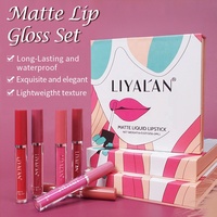 Vente en gros de gloss à lèvres de maquillage en 6 couleurs, gloss à lèvres nude végétalien imperméable, rouge à lèvres liquide mat, ensemble de rouge à lèvres