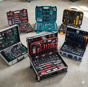 Ensemble d'outils en <span class=keywords><strong>chrome</strong></span> vanadium de 91 pièces en gros, avec les outils à main les plus utilisés pour la réparation à domicile et au garage, dans un coffret à outils en aluminium - Product Image 4