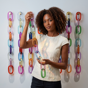 Escultura de Pared Artística Impermeable de Resina Moldeada a Mano con Forma de Cadena, Multicolor, de Forma Irregular, Decoración para el Hogar - Product Image 1