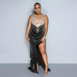 2024 smanicato elegante lungo fino al pavimento <span class=keywords><strong>abiti</strong></span> da sposa <span class=keywords><strong>abiti</strong></span> da festa Modulare sirena da donna - Product Image 2