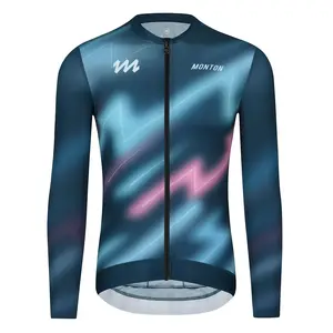 Monton Sportswear Breathable Silk Tops Custom Long Sleeve Bike Jersey Cycling Clothing